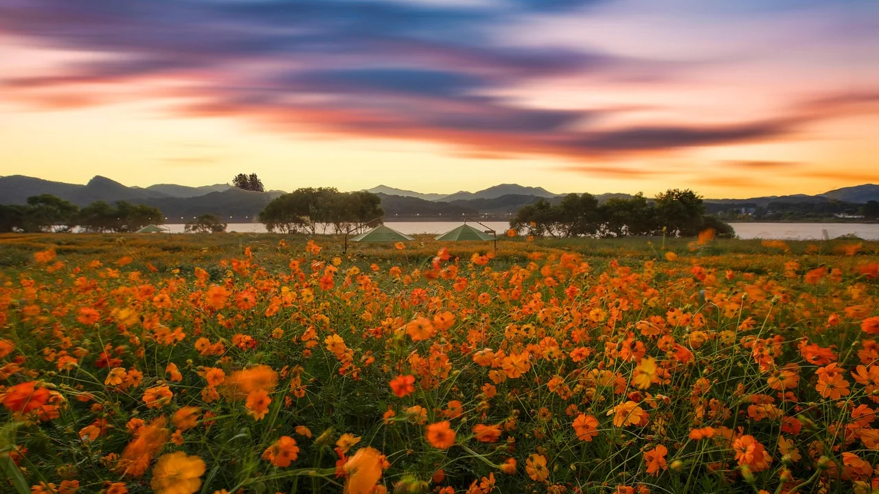 Trilha próxima a um camping com paisagem natural preservada.