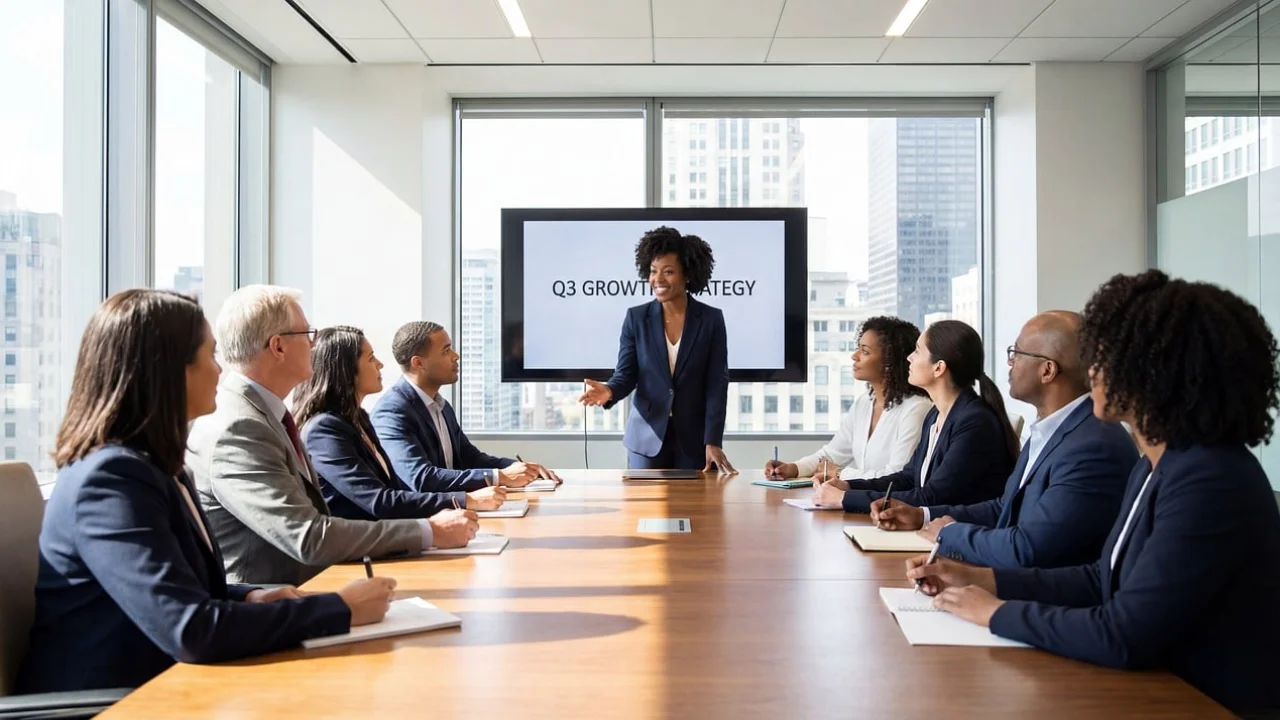 Equipe analisa resultados e define prioridades de negócio.