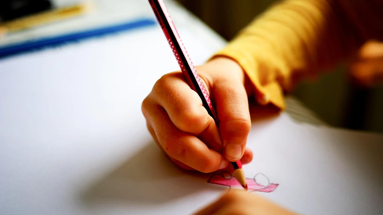 Caderno com planejamento de tese e argumentos.