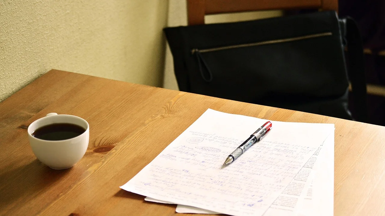 Tela de editor de texto com ferramentas de revisão abertas.